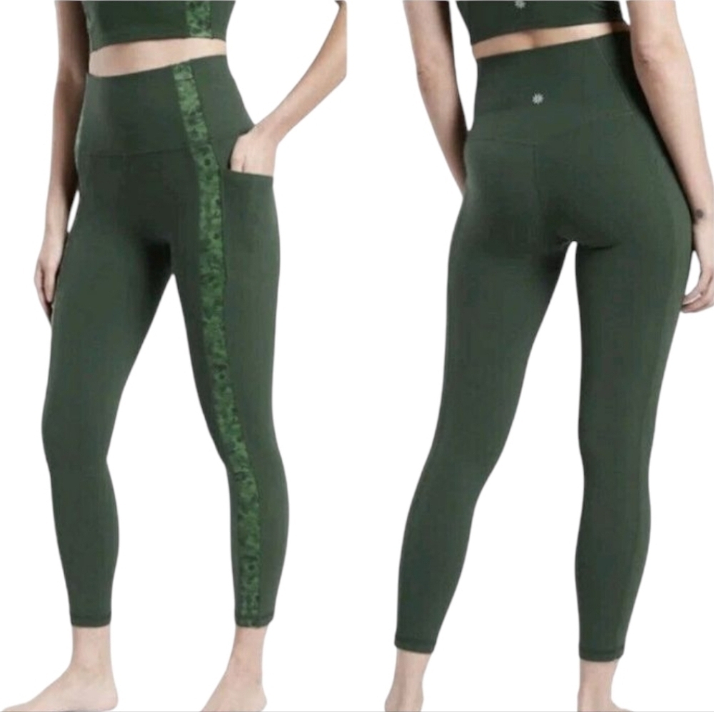 Athleta Salutation Stash Pocket II Serene 7/8 Seaweed Snack Sequoia Size XL